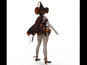 Teenager Girl in Halloween Outfit Realistic Character 3D Model