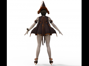Teenager Girl in Halloween Outfit Realistic Character Modello 3D