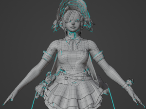 Teenager Girl in Halloween Outfit Realistic Character Modello 3D
