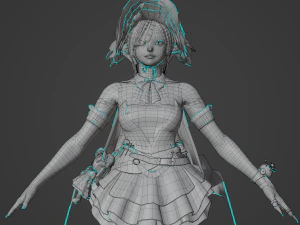 Teenager Girl in Halloween Outfit Realistic Character 3D Model