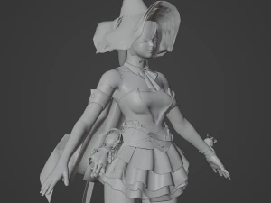 Teenager Girl in Halloween Outfit Realistic Character 3D Model