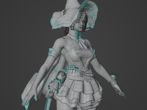 Teenager Girl in Halloween Outfit Realistic Character Modello 3D