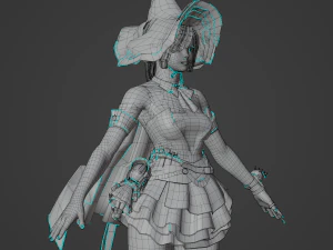 Teenager Girl in Halloween Outfit Realistic Character 3D Model