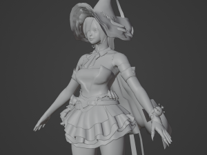 Teenager Girl in Halloween Outfit Realistic Character Modello 3D