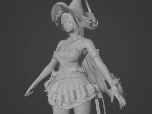 Teenager Girl in Halloween Outfit Realistic Character 3D Model