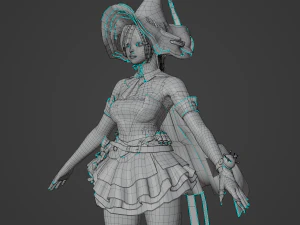 Teenager Girl in Halloween Outfit Realistic Character 3D Model