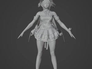 Teenager Girl in Halloween Outfit Realistic Character 3D Model