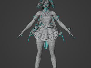 Teenager Girl in Halloween Outfit Realistic Character Modello 3D