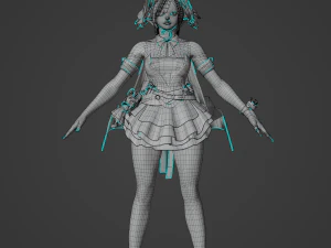 Teenager Girl in Halloween Outfit Realistic Character 3D Model