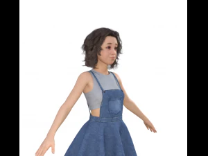 Teenager Chinese Girl Realistic Character 3D Model