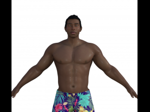 Muscular Man in Swimshorts Realistic Character Modelo 3D