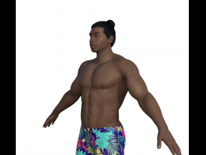 Muscular Man in Swimshorts Realistic Character Modelo 3D