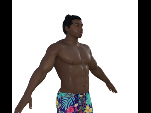 Muscular Man in Swimshorts Realistic Character Modelo 3D