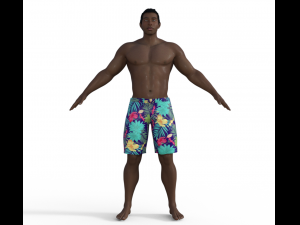 Muscular Man in Swimshorts Realistic Character Modelo 3D