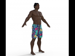 Muscular Man in Swimshorts Realistic Character Modelo 3D