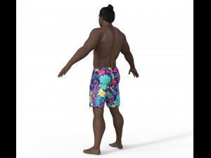 Muscular Man in Swimshorts Realistic Character Modelo 3D