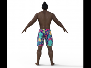 Muscular Man in Swimshorts Realistic Character Modelo 3D