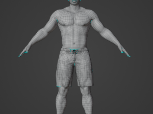 Muscular Man in Swimshorts Realistic Character Modelo 3D