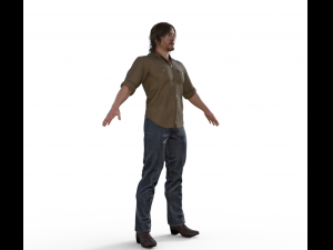 Daryl Dixon Realistic Character Modello 3D