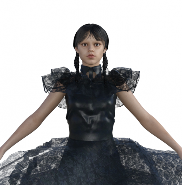 Wednesday Jenna Ortega Realistic Character 2 3Dモデル .c4d .max .obj .3ds .fbx .stl .blend 