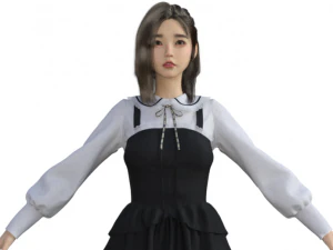 Carattere realistico della studentessa della ragazza giapponese Modello 3D