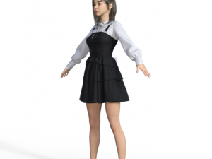 Japanese Girl Schoolgirl Realistic Character Modèle 3D
