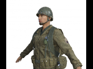 World War Soldier Realistic Character Modello 3D