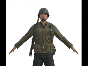 World War Soldier Realistic Character Modello 3D