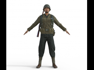 World War Soldier Realistic Character Modello 3D