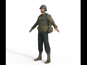World War Soldier Realistic Character Modello 3D