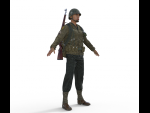 World War Soldier Realistic Character Modello 3D