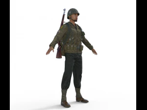 World War Soldier Realistic Character 3D Model