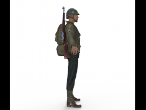 World War Soldier Realistic Character Modello 3D