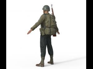 World War Soldier Realistic Character Modello 3D