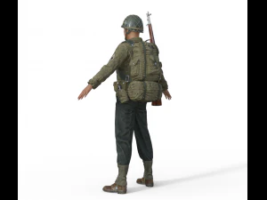 World War Soldier Realistic Character 3D Model
