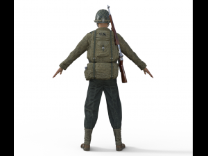 World War Soldier Realistic Character Modello 3D
