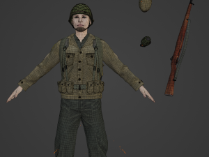 World War Soldier Realistic Character Modello 3D