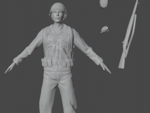 World War Soldier Realistic Character Modello 3D