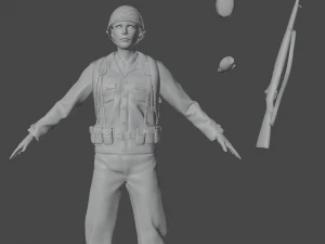 World War Soldier Realistic Character 3D Model
