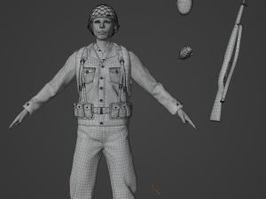 World War Soldier Realistic Character Modello 3D