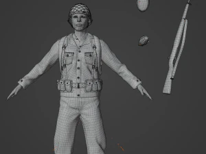 World War Soldier Realistic Character 3D Model