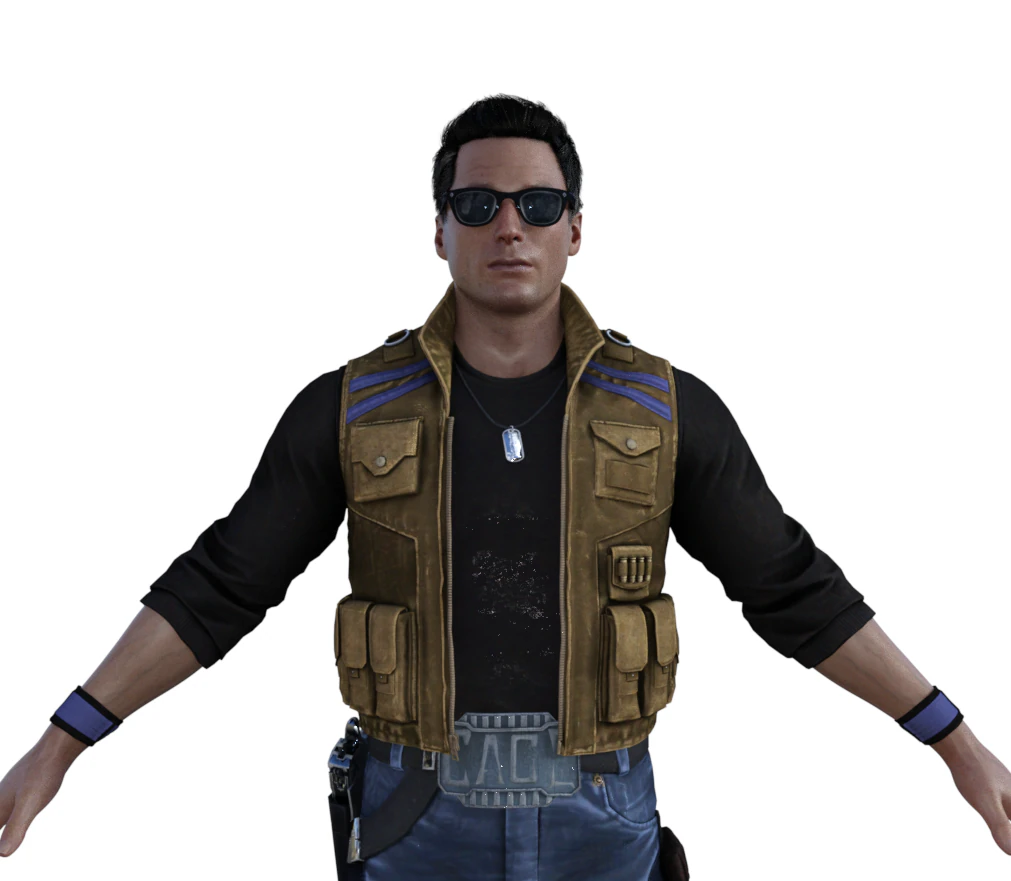 Johnny Cage Realistic Character 3D Model .c4d .max .obj .3ds .fbx .stl .blend