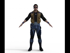 Johnny Cage Realistic Character 3D Model