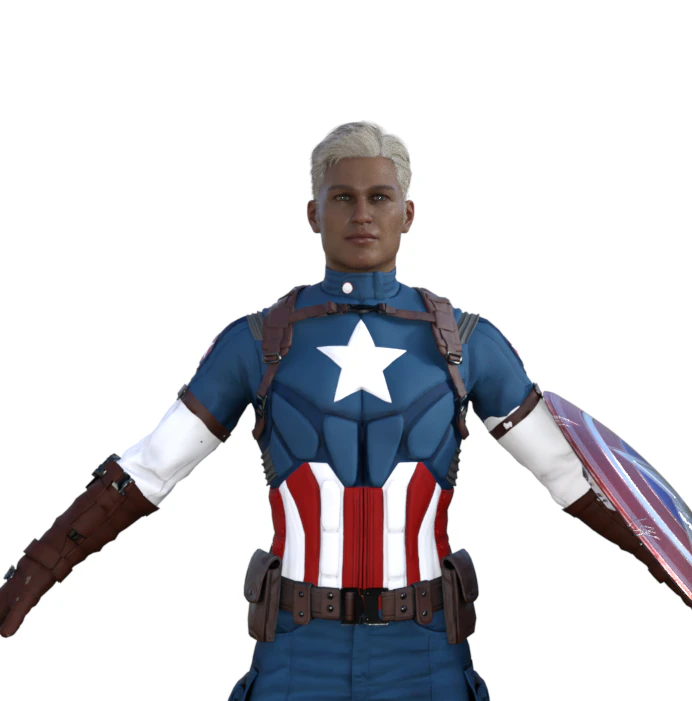 Captain America Realistic Character 3D Model .c4d .max .obj .3ds .fbx .stl .blend 