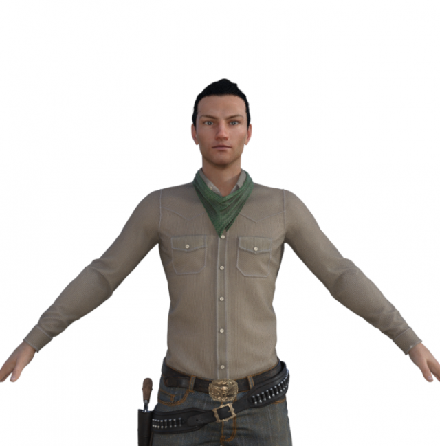 Man in Western Outfit Realistic Character Model 3D .c4d .max .obj .3ds .fbx .stl .blend