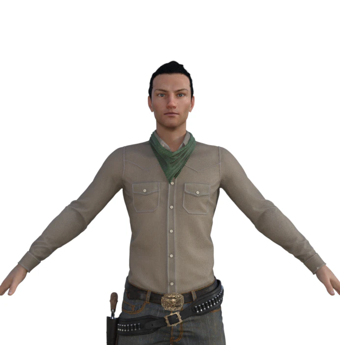 Man in Western Outfit Realistic Character 3D Model .c4d .max .obj .3ds .fbx .stl .blend 