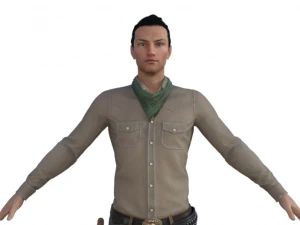 Людина в західному спорядженні реалістичного персонажа 3D Модель