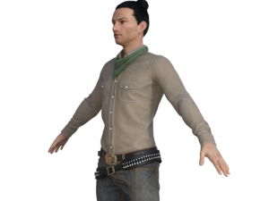 Man in Western Outfit Realistic Character Model 3D