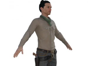 Man in Western Outfit Realistic Character 3D Model