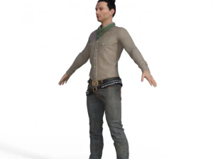 Man in Western Outfit Realistic Character 3D Model